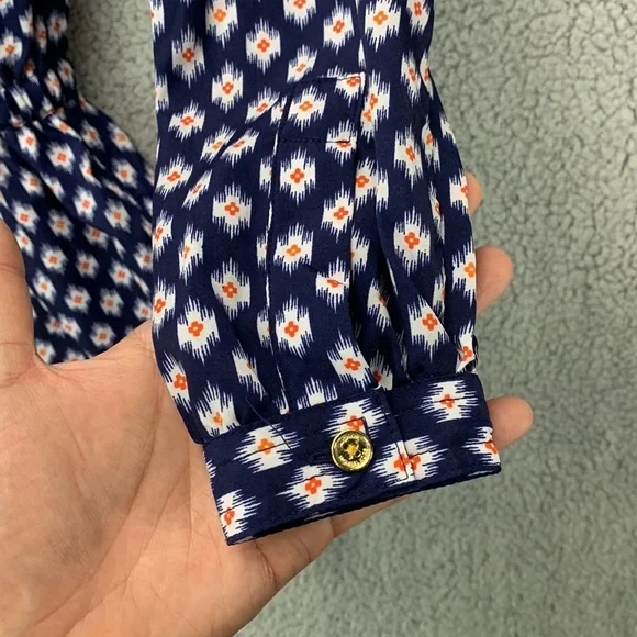 Michael Kors Romper Women’s Size XS Blue Long Sleeve Printed Shorts One Piece - Picture 5 of 12